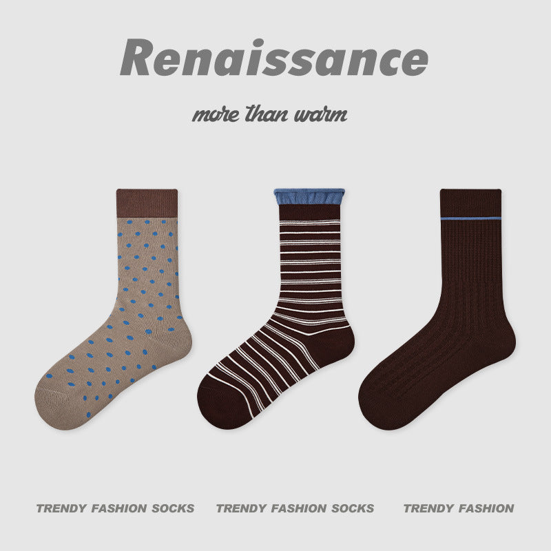 Color-Block Stripe & Polka Dot Princess Socks for Women 3 Pack