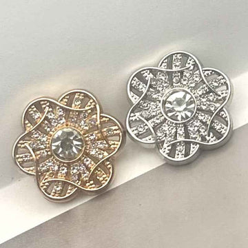 3/4 Inch Floral Crystal Gold Shank Coat Buttons for Women 20pcs