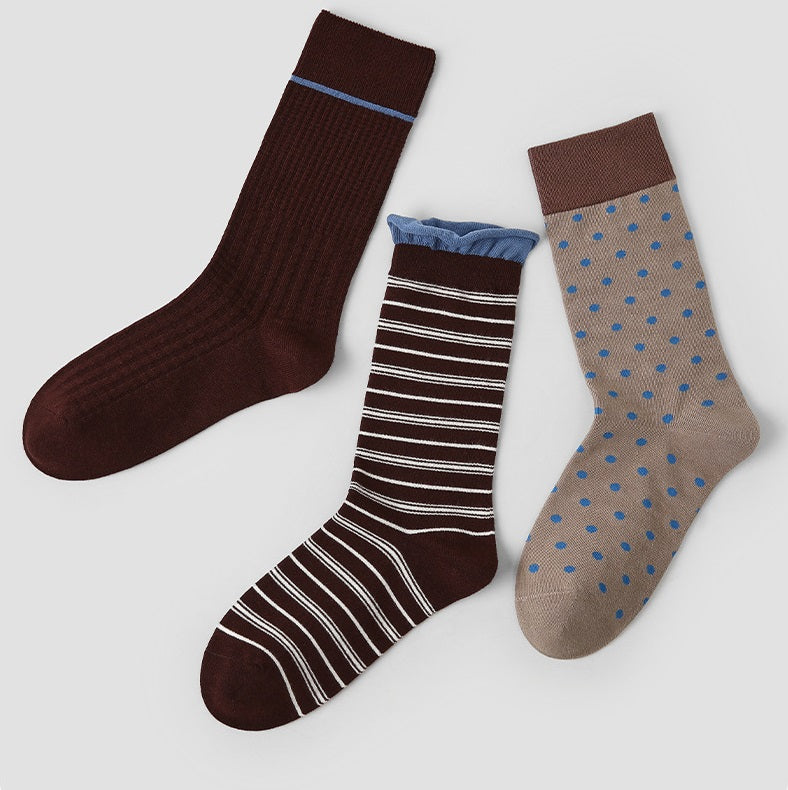 Color-Block Stripe & Polka Dot Princess Socks for Women 3 Pack