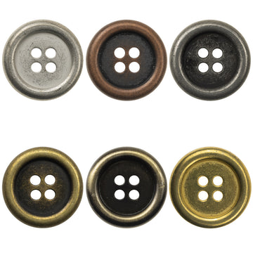 Japanese Round Retro Metal Buttons,4 Hole,10pcs - Lots of Buttons