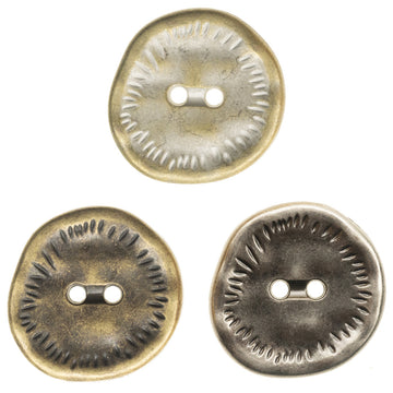 Irregular Antique Zinc Alloy Metal Button 2 Hole,10 Pack - Lots of Buttons