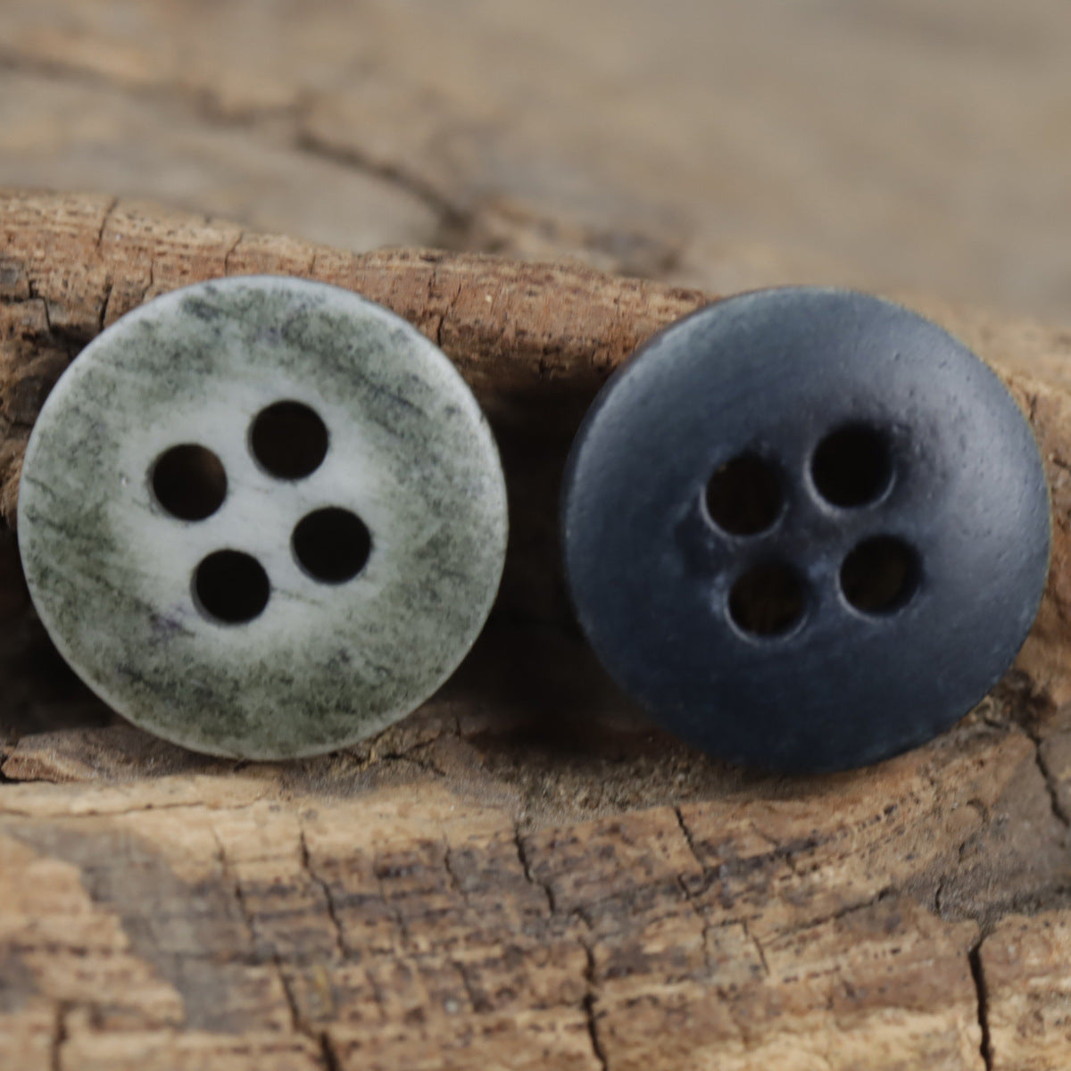 Vintage Washed Blue Natural Bovine Bone Buttons for Retro Denim Shirt 10pcs - Lots of Buttons