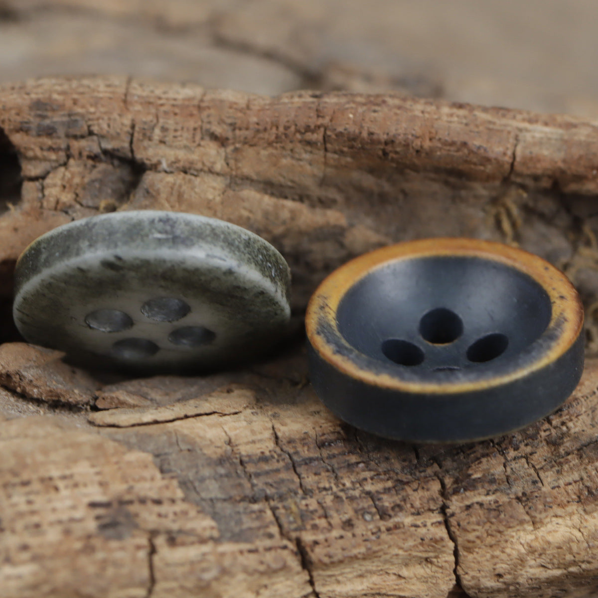 Vintage Washed Blue Natural Bovine Bone Buttons for Retro Denim Shirt 10pcs - Lots of Buttons