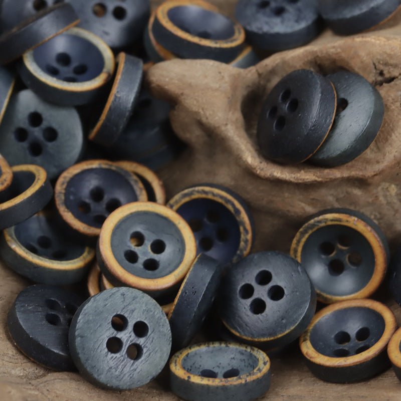 Vintage Washed Blue Natural Bovine Bone Buttons for Retro Denim Shirt 10pcs - Lots of Buttons