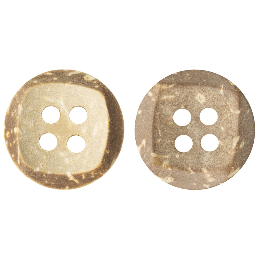 Beige and Khaki Bowl-Shaped Coconut Shell Decorative Buttons 30 Pack - Lots of Buttons