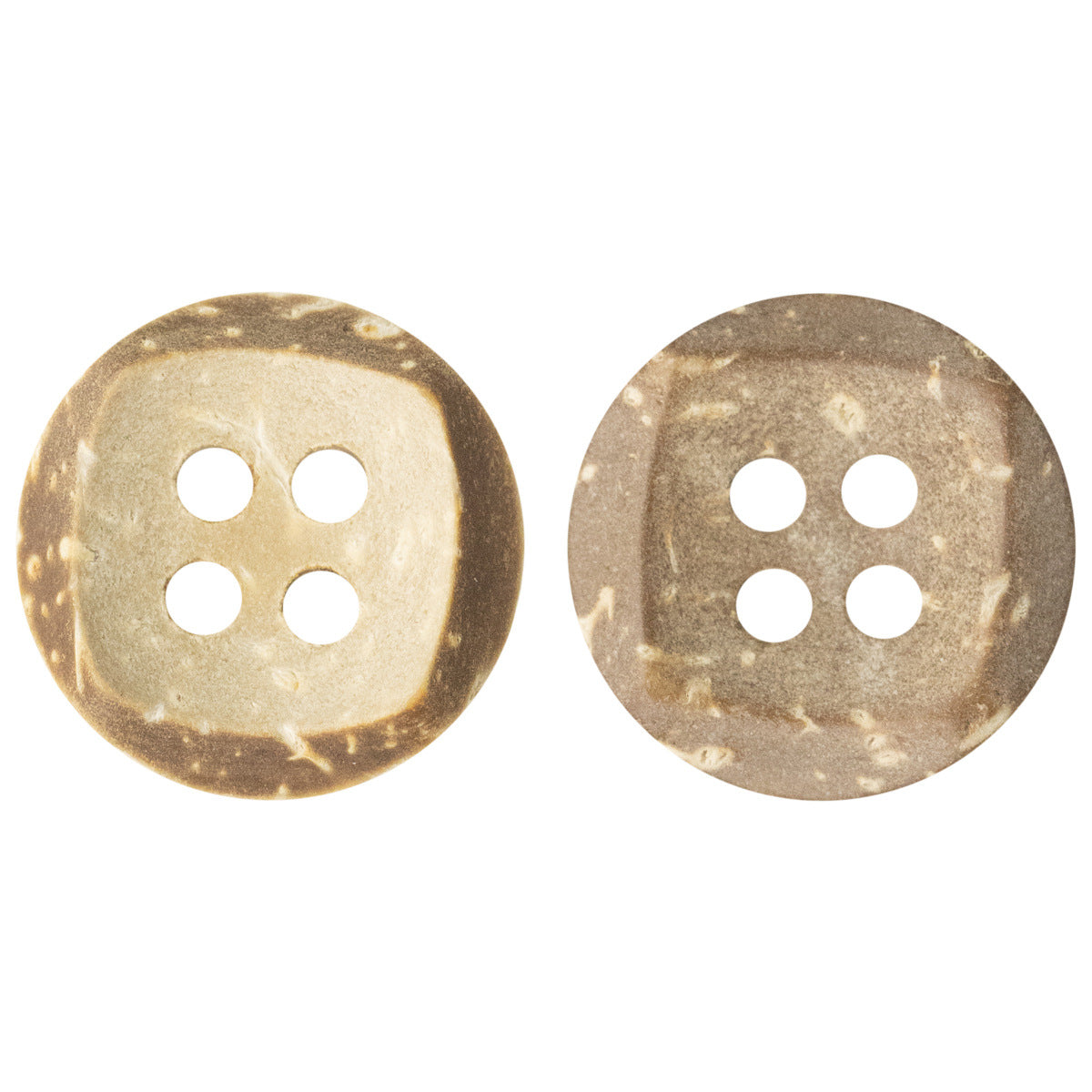Beige and Khaki Bowl-Shaped Coconut Shell Decorative Buttons 30 Pack - Lots of Buttons