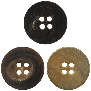 11.5-25mm Double Flat Vintage Black-Brown Horn Buttons 10pcs - Lots of Buttons
