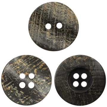 11.5-30mm Rough and Uneven Black Horn Buttons 10pcs - Lots of Buttons