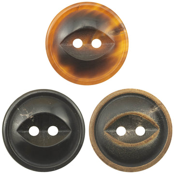 Fire Burned Horn Rustic Clothing Buttons 2 Hole Fish-Eye,10PCS - Lots of Buttons