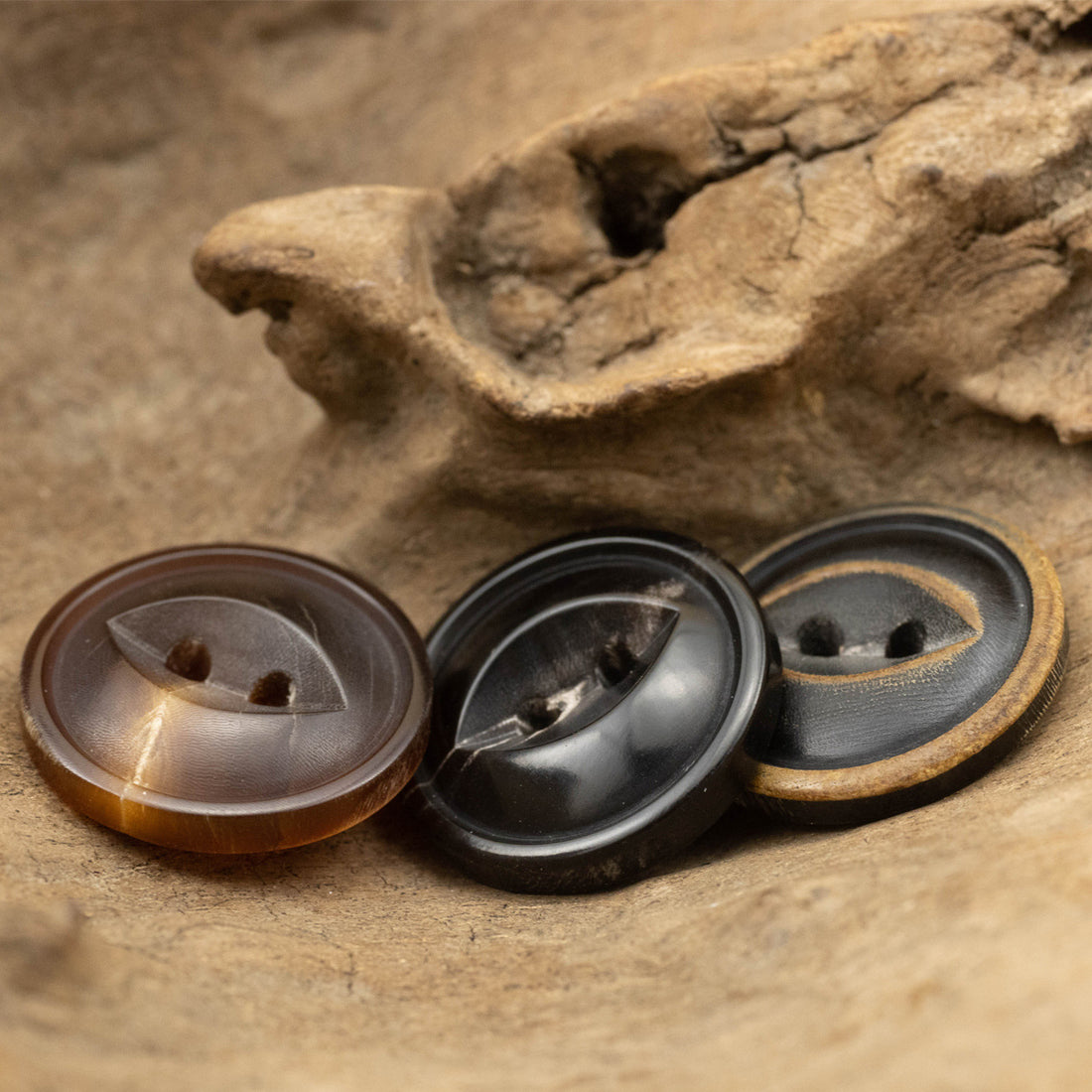 Fire Burned Horn Rustic Clothing Buttons 2 Hole Fish-Eye,10PCS - Lots of Buttons