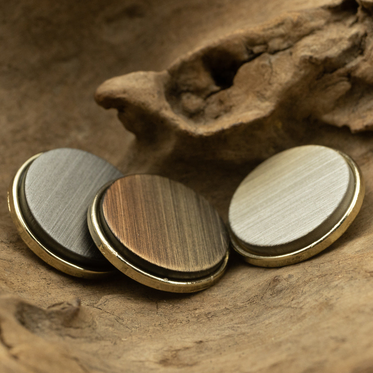 15-25mm Gradient Gray and Orange Resin Metal Buttons 6pcs - Lots of Buttons