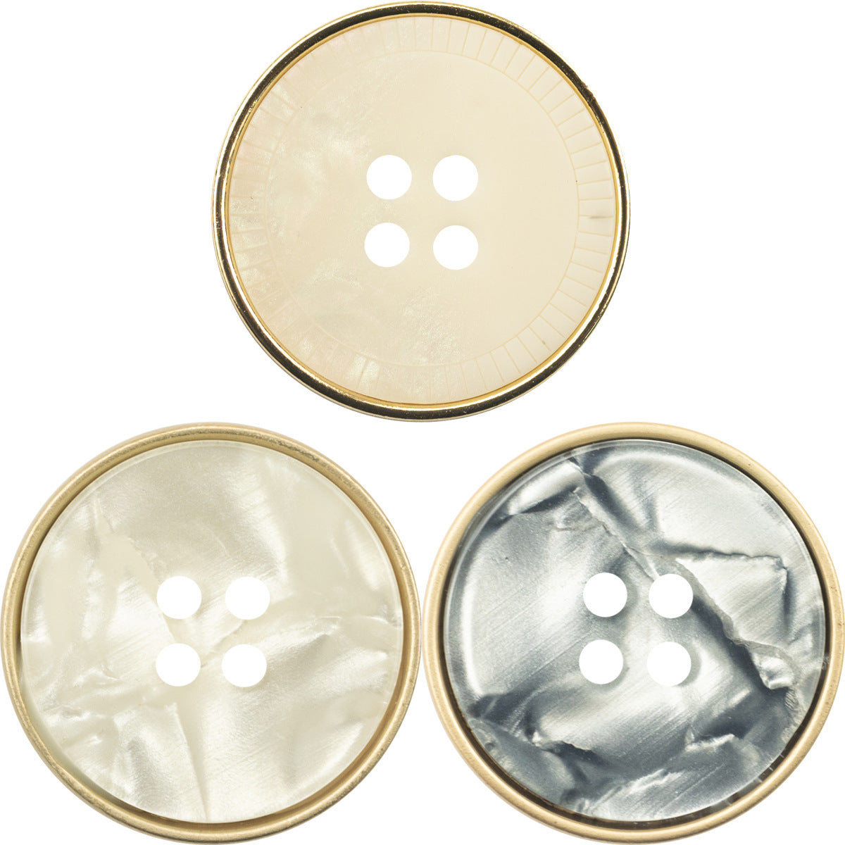 15-28mm Water Ripple White and Light Gray Resin Metal Buttons 10pcs - Lots of Buttons