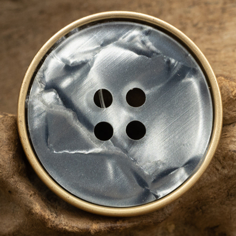 15-28mm Water Ripple White and Light Gray Resin Metal Buttons 10pcs - Lots of Buttons