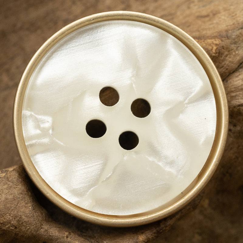 15-28mm Water Ripple White and Light Gray Resin Metal Buttons 10pcs - Lots of Buttons