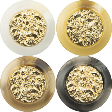 Chinese Style Golden Auspicious Cloud Resin Metal Combination Buttons 10pcs - Lots of Buttons