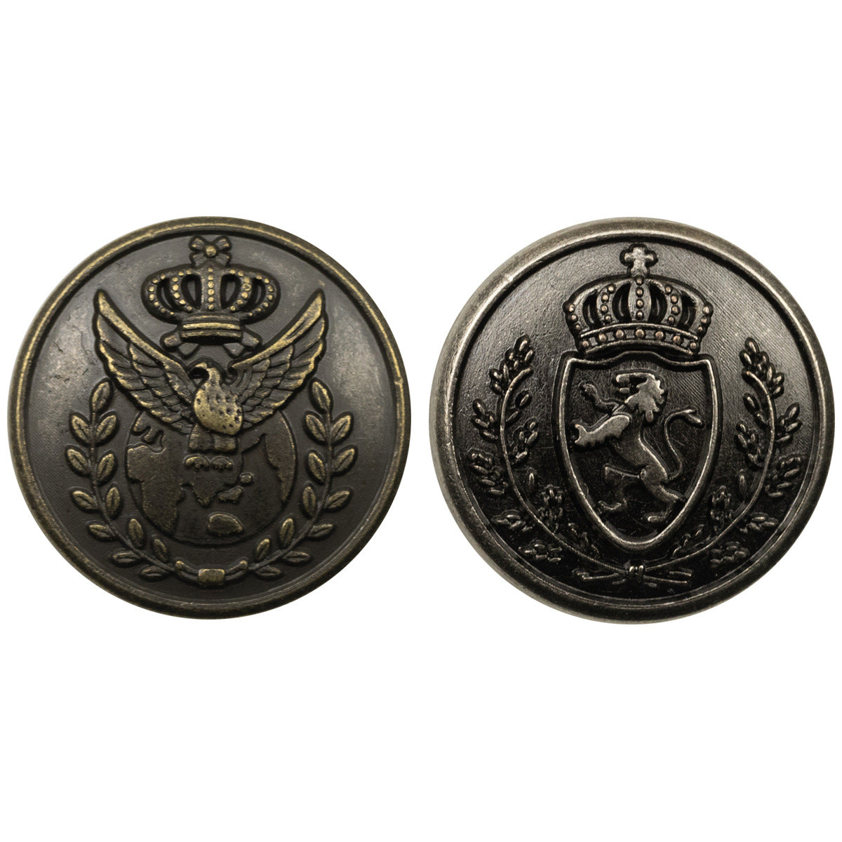 American Navy Style Bronze Metal Buttons with Eagle Lion Crown 10pcs - Lots of Buttons