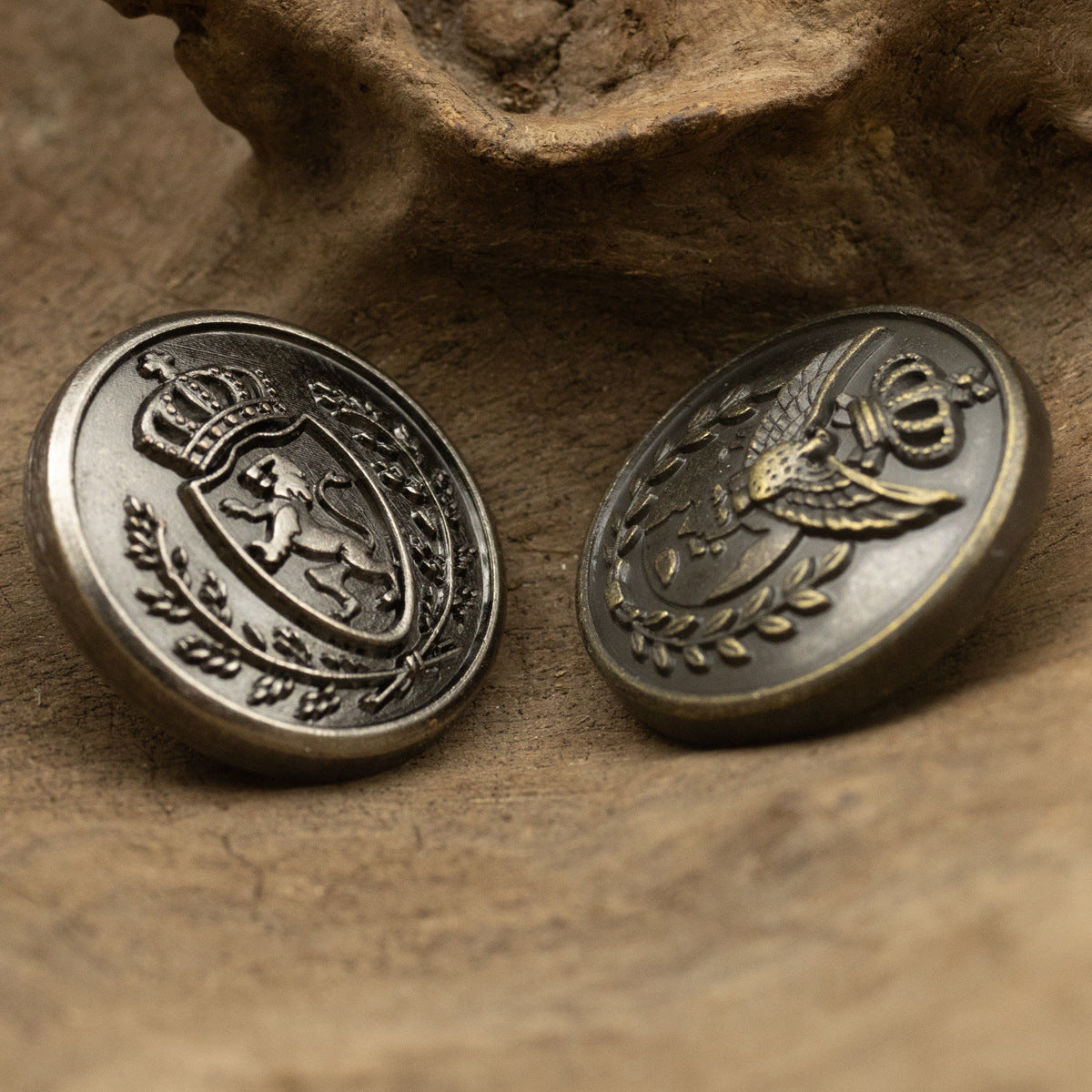 American Navy Style Bronze Metal Buttons with Eagle Lion Crown 10pcs - Lots of Buttons