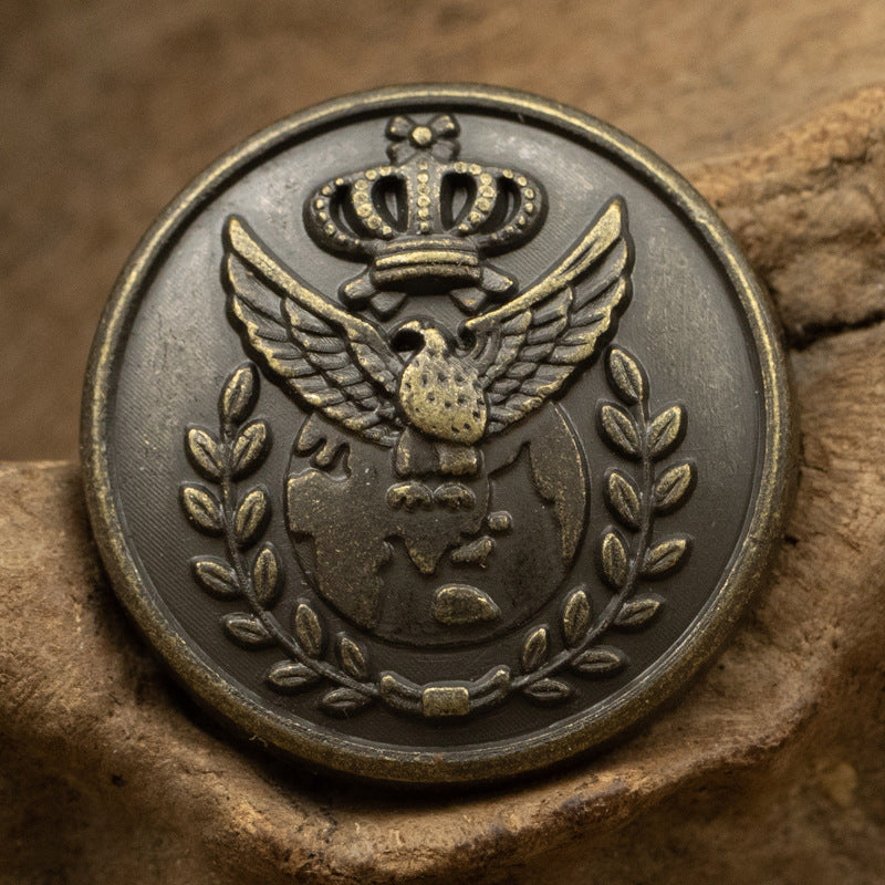 American Navy Style Bronze Metal Buttons with Eagle Lion Crown 10pcs - Lots of Buttons