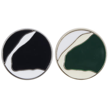 Vintage Oil Painting Green Black White Metal Buttons 10pcs - Lots of Buttons