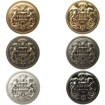 Double Lion Crown Metal Buttons for French Lady's Shiny Silk Coat 6pcs - Lots of Buttons