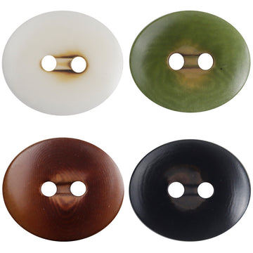 Charred Two-Hole Natural Oval Palm Fruit Corozo Buttons 10pcs - Lots of Buttons