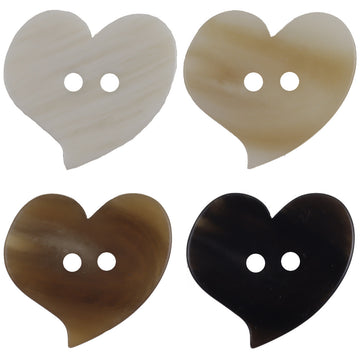 Heart-Shaped Two-Hole Khaki Resin Flat Button 10pcs - Lots of Buttons