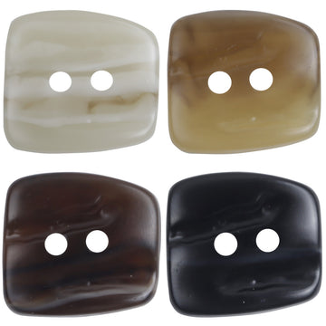 27mm Trapezoidal Uneven Surface Brown Two-Hole Resin Button 10pcs - Lots of Buttons