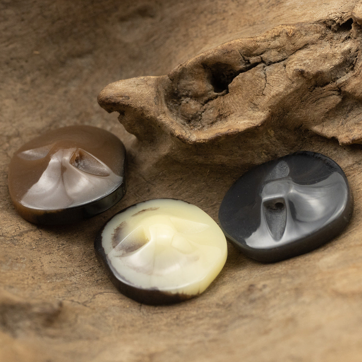21-34mm Fan-Shaped Resin Shank Buttons with Feather Texture 10pcs - Lots of Buttons