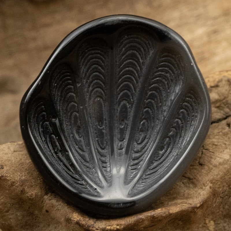 21-34mm Fan-Shaped Resin Shank Buttons with Feather Texture 10pcs - Lots of Buttons