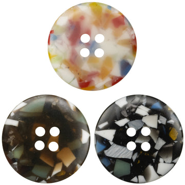 Round 4 Hole Imitation Floral Glass Texture Resin Buttons,10Pcs - Lots of Buttons