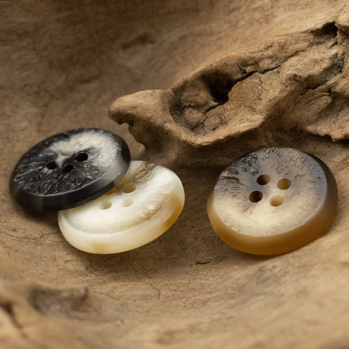 Black, White and Brown Uneven Surface Resin Buttons 30 Pack - Lots of Buttons