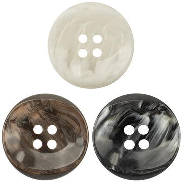 25mm Curved Four-Hole Imitation Shell Black Brown White Resin Buttons 10pcs - Lots of Buttons