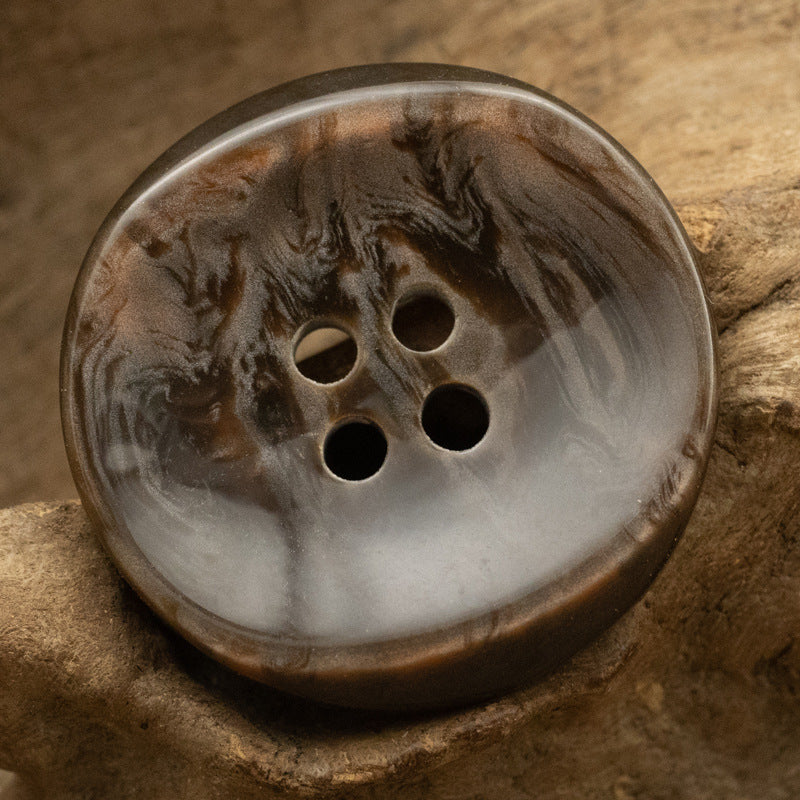 25mm Curved Four-Hole Imitation Shell Black Brown White Resin Buttons 10pcs - Lots of Buttons