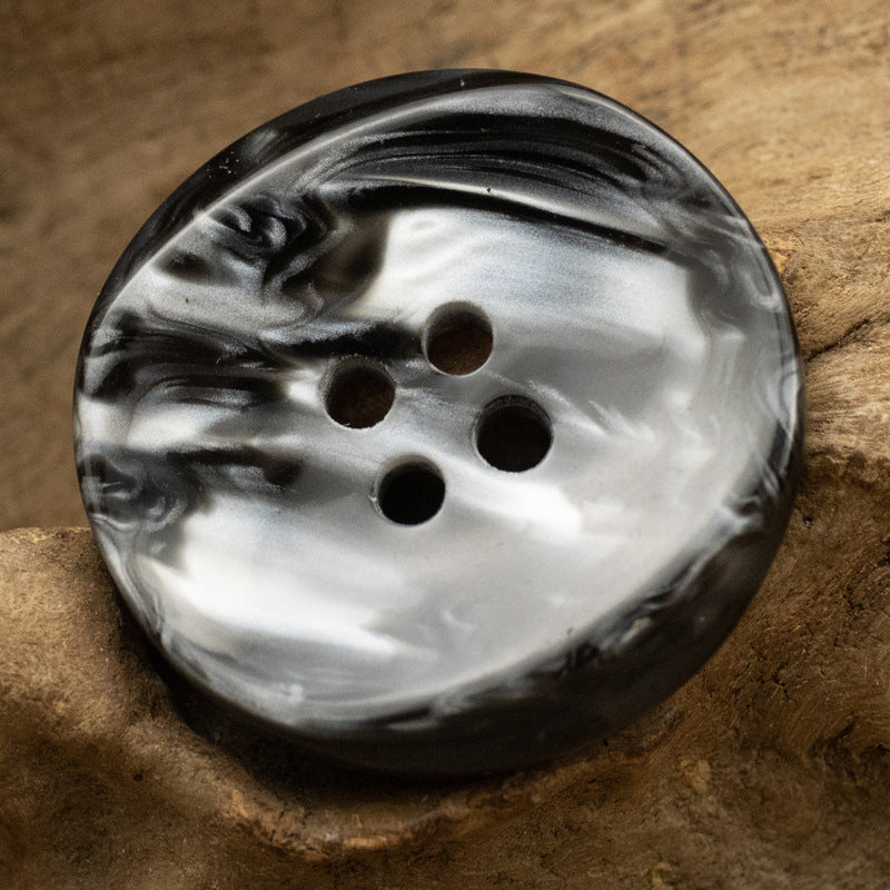 25mm Curved Four-Hole Imitation Shell Black Brown White Resin Buttons 10pcs - Lots of Buttons
