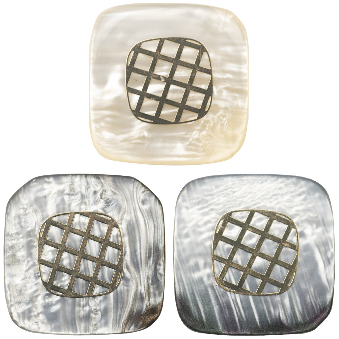 Square Champagne Gold-Foil Resin Buttons for Cashmere Coat 10pcs - Lots of Buttons