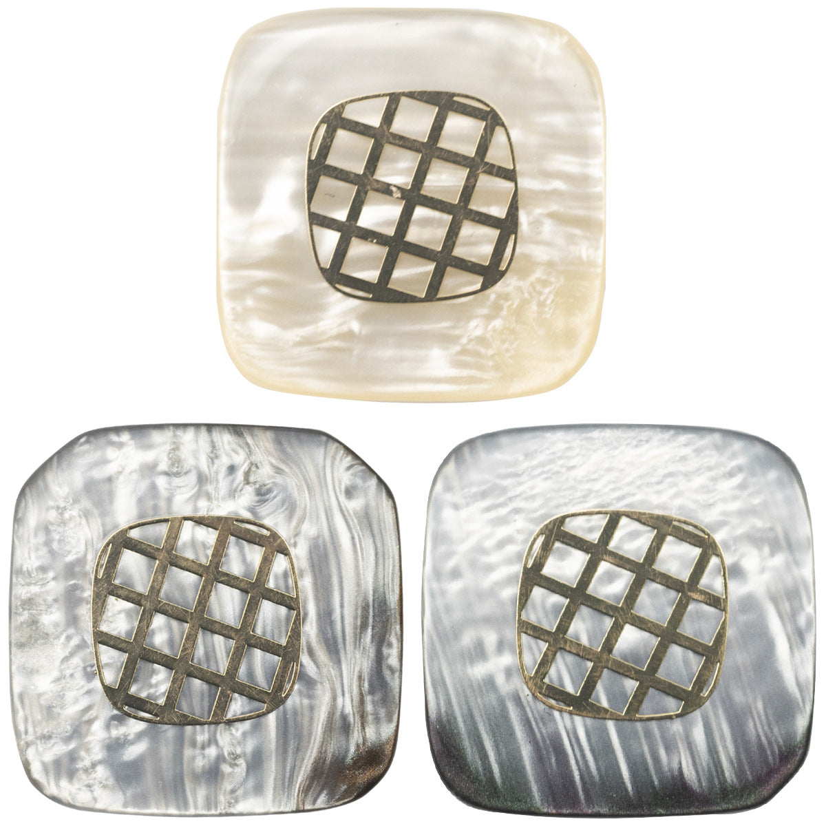 Square Champagne Gold-Foil Resin Buttons for Cashmere Coat 10pcs - Lots of Buttons