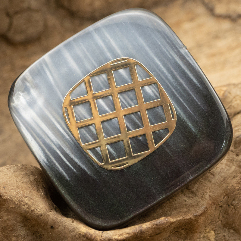 Square Champagne Gold-Foil Resin Buttons for Cashmere Coat 10pcs - Lots of Buttons