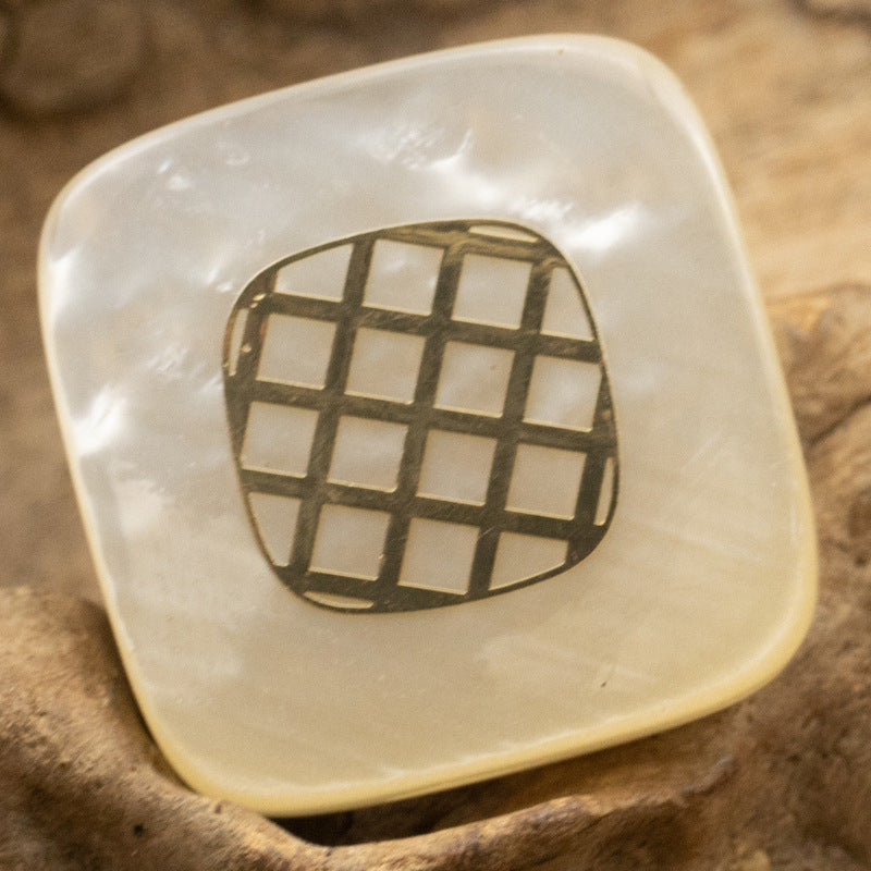 Square Champagne Gold-Foil Resin Buttons for Cashmere Coat 10pcs - Lots of Buttons