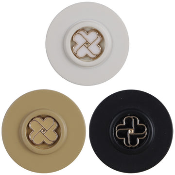 White Khaki Black Small Flower Resin Buttons with Metal Shanks 10pcs - Lots of Buttons