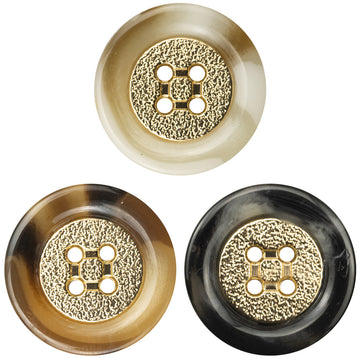 Golden Metal Rimmed Round Resin Buttons for Knitwear 10pcs - Lots of Buttons