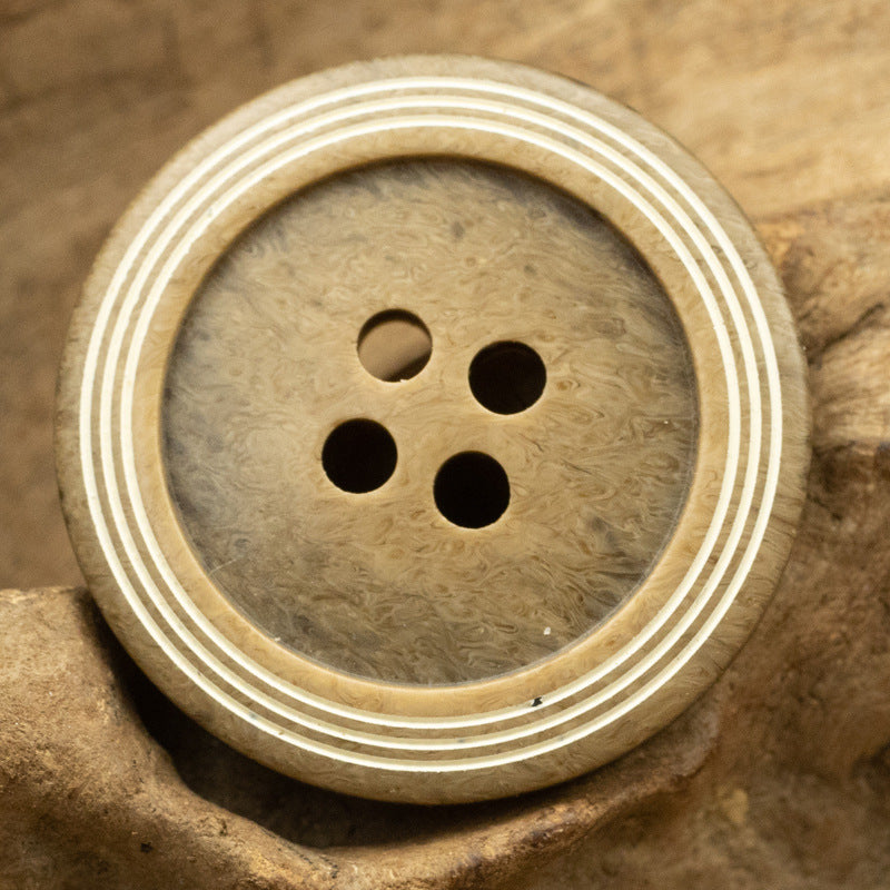 Khaki Yellow Wood Grain Buttons with 3 Circular Track 30 Pack - Lots of Buttons