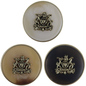 White Khaki Black College Style Double Lion Crown Metal Button 10pcs - Lots of Buttons