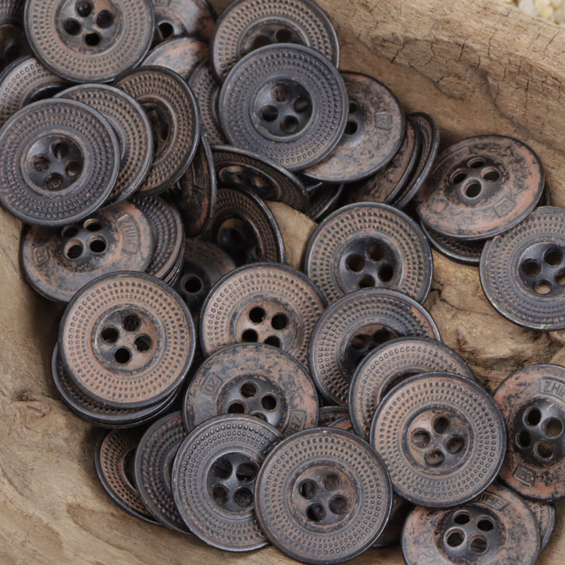 Rusty Metal Buttons for Vintage Style Leather Jackets 10PCS - Lots of Buttons