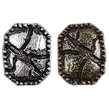 Distressed Cracked Silver Bronze with Black Lacquer Metal Buttons 10pcs - Lots of Buttons