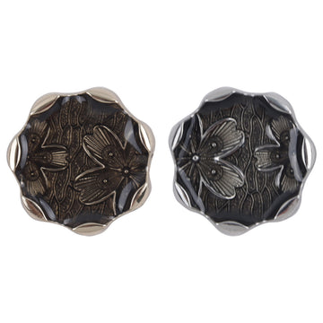 Polygonal Flower Pattern Gold and Silver Metal Shank Buttons 10pcs - Lots of Buttons