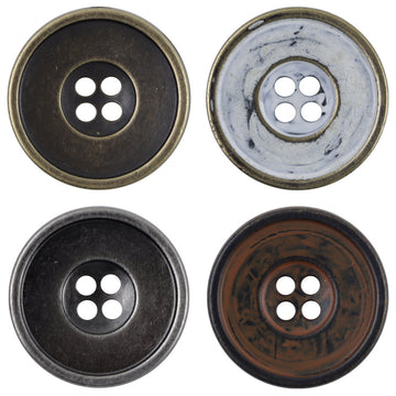 Vintage Rusty Metal 4 Hole Buttons for Denim Shirts 10pcs - Lots of Buttons