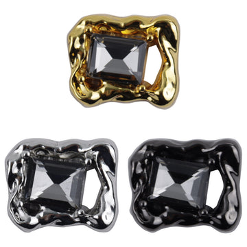 Irregular Rectangular Zircon-Inlaid Metal Decorative Buttons 10pcs - Lots of Buttons