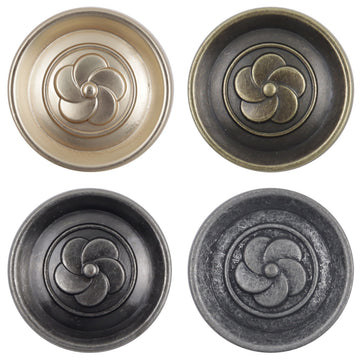 Round Vintage Camellia Bronze Metal Shank Buttons 10pcs - Lots of Buttons