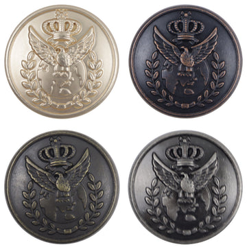 Vintage Cyan Tin Eagle Crown Metal Buttons for School Uniforms 10pcs - Lots of Buttons