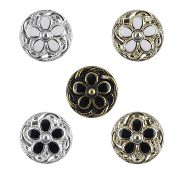 19MM Daisy-Shaped White Gold Metal Buttons for Woolen Short Coats 10pcs - Lots of Buttons